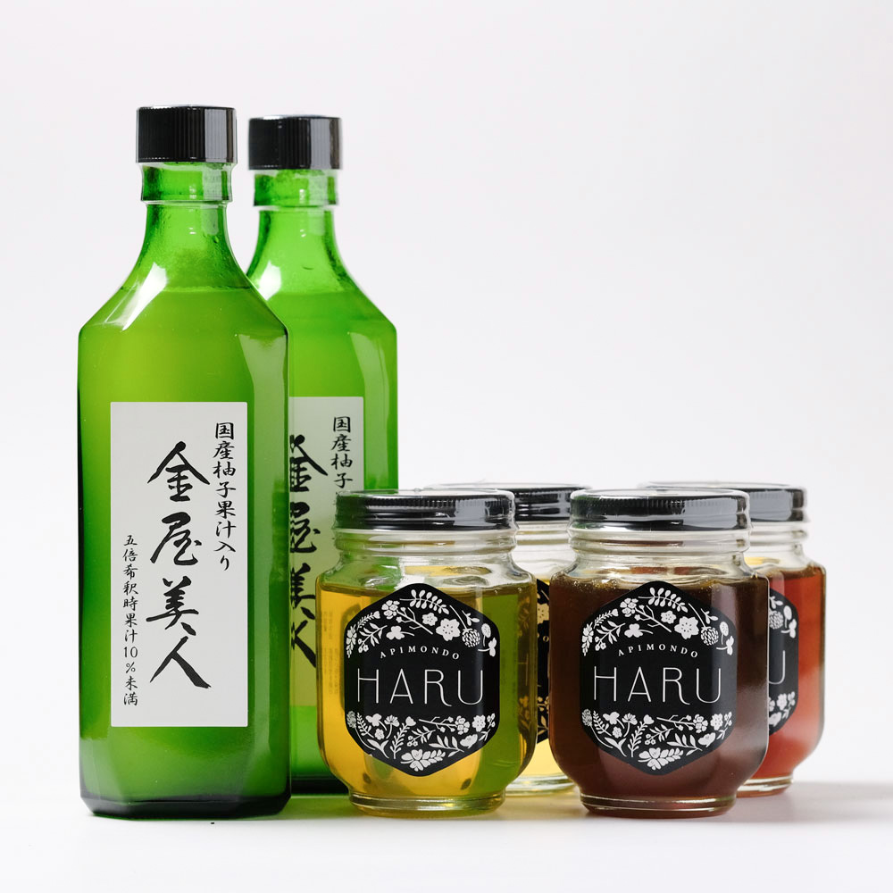 濃厚柚子ドリンク「金屋美人」と無添加・非加熱 100%天然生はちみつ「HARU」の豪華詰め合わせセット
