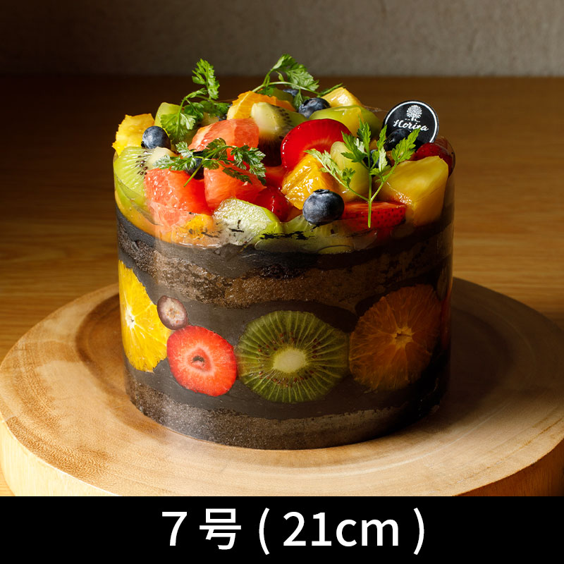漆黒のこぼれるデコレーション7号（21cm / 8～10人分 ）※ 特注
